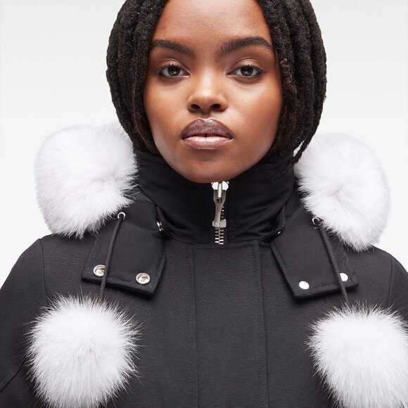 Moose Knuckles Black Parka With White Fox Fur NWT - Picture 7 of 14